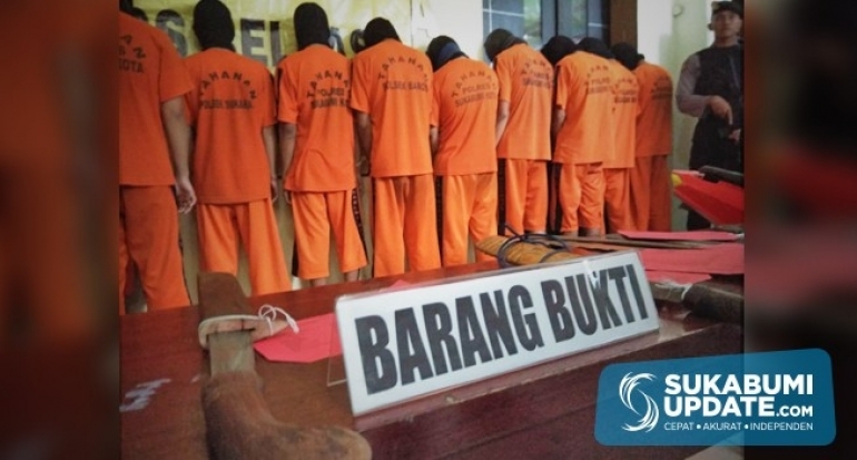 12 Pelaku Pengrusakan Pos PP di Cibeureum, Ditahan di Polres Sukabumi Kota
